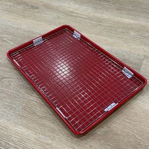 The Baker’s Table Red with White Speckle Baking Sheet with Cooling Wire Rack